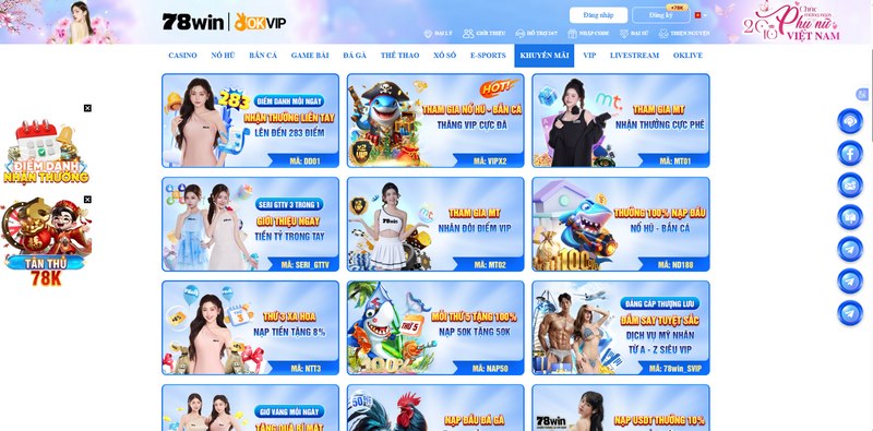 Nhiều ưu đãi hấp dẫn tại 78win